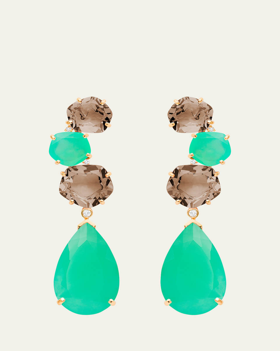 Diana Smokey Quartz and Chrysoprase Earrings in 18K Rose Gold